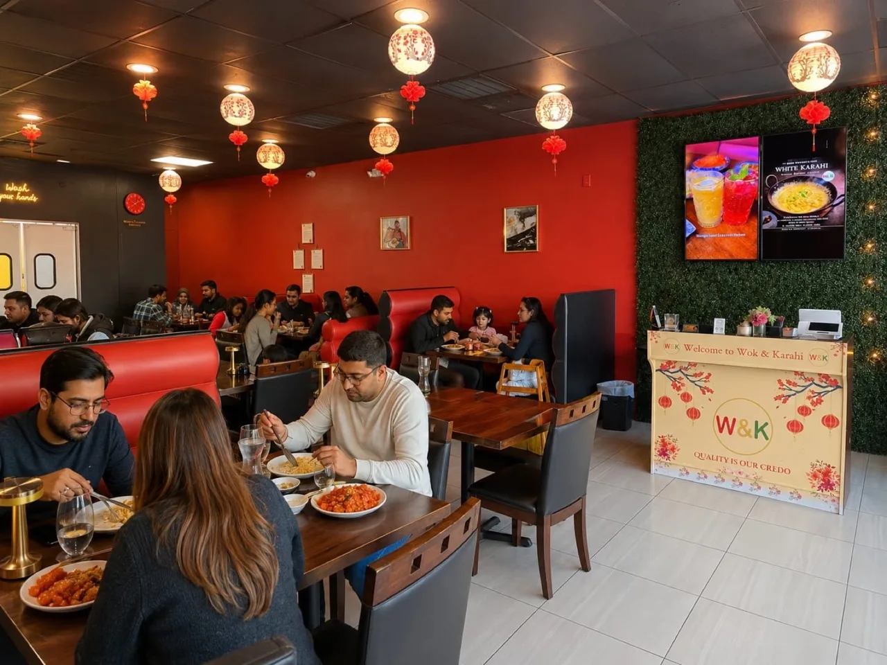 Halal Chinese and Indo-Pak spread — Crispy Beef, chow mein, butter chicken — at Wok & Karahi, Spring TX